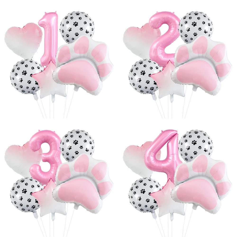 Tier-Let's Pawty-Hund, Katzenpfote, Aluminium-Ballon, 101,6 cm, rosa Zahl, Geburtstag, Party, Dekoration, Ballon, Babyparty