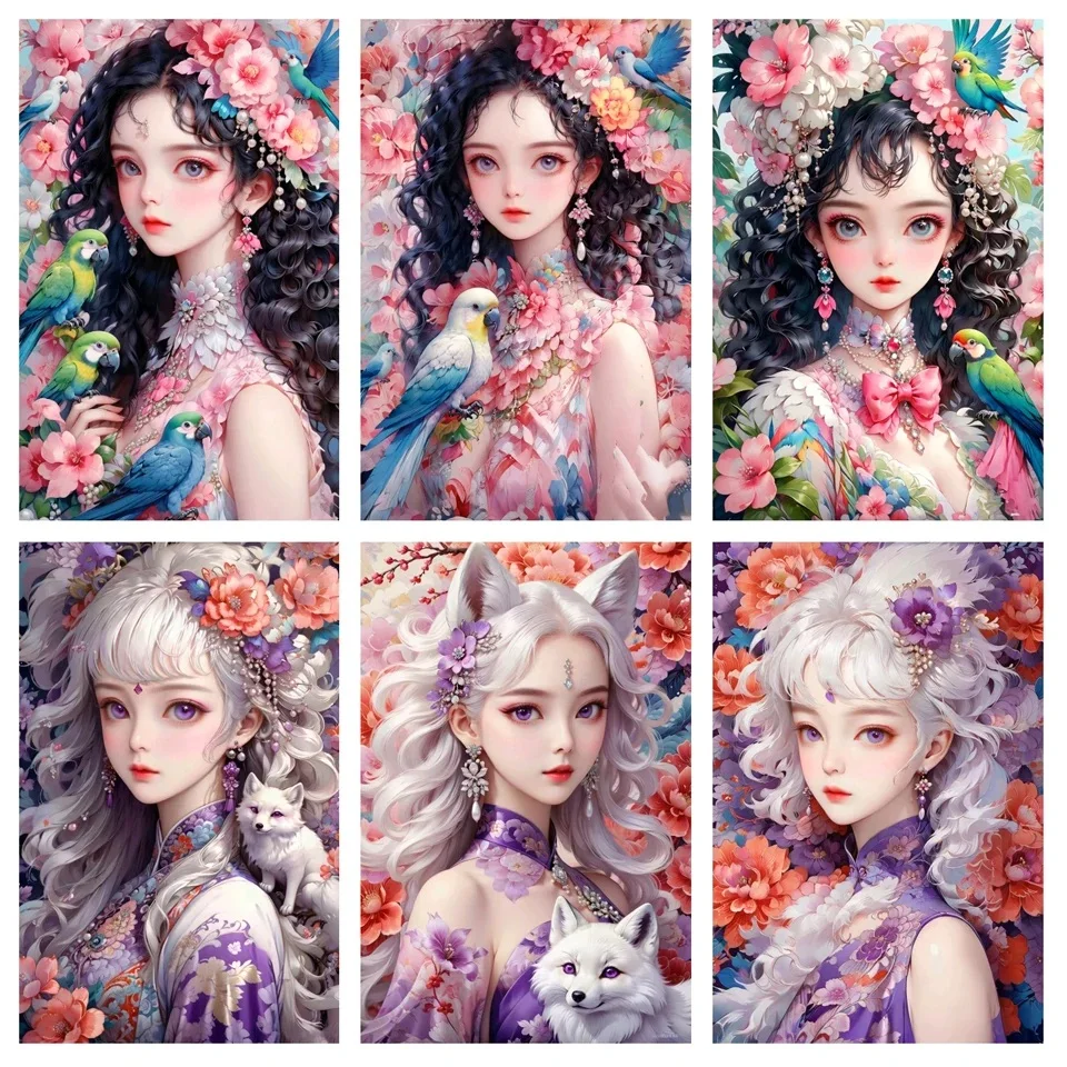 DIY Diamond Painting Fantasy Flower Fairy Parrot Cartoon Jewelry Full Mosaic Rhinestone 5D Embroidery Girls Room Decor G389