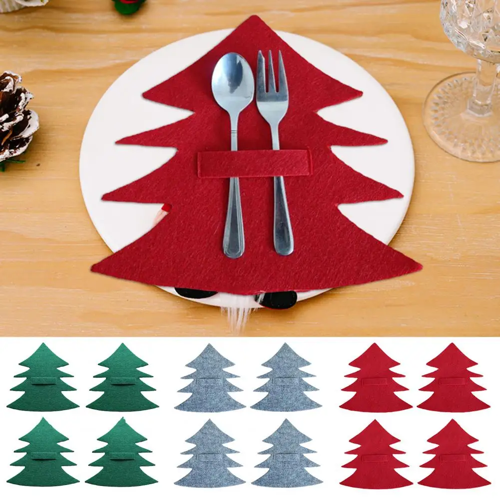 Christmas Party Tableware Decoration Christmas Tree Cutlery Bags Festive Fabric Organizer Eye-catching Christmas Tree for Table