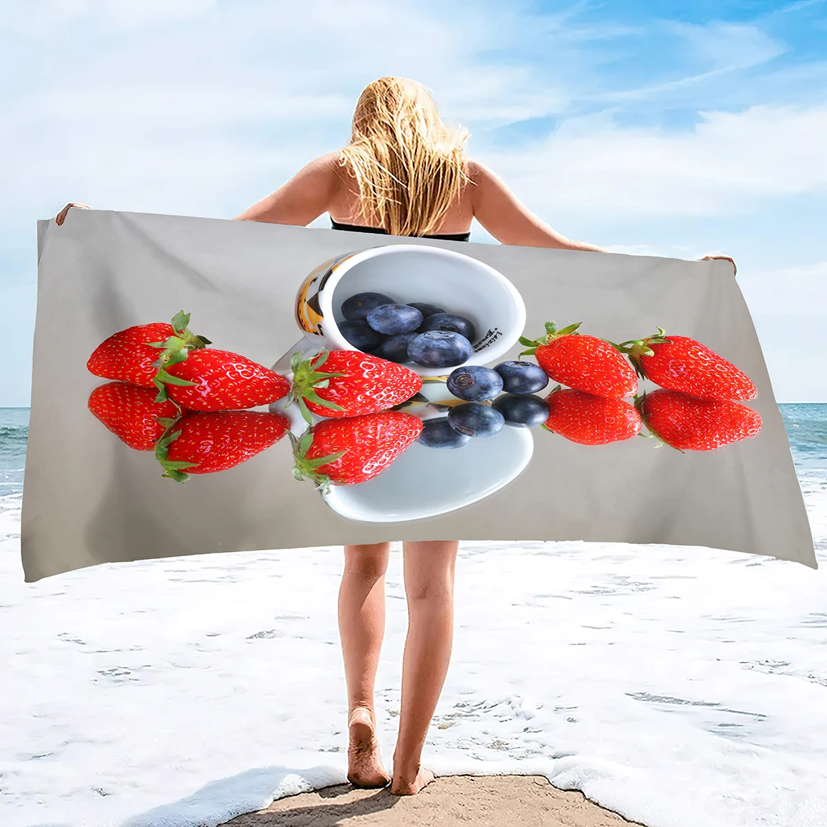 Fruit Blueberry Beach Towel, Absorbent Lightweight Blanket Towel,Soft Bath Towel Quick Dry Microfiber  Towels