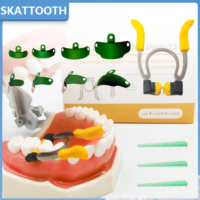 

1 Box Dental Sectional Contoured Matrix System Kit Dental Matrix Bands/Metal NITI Clamping Ring / Adaptive Interdental Wedge