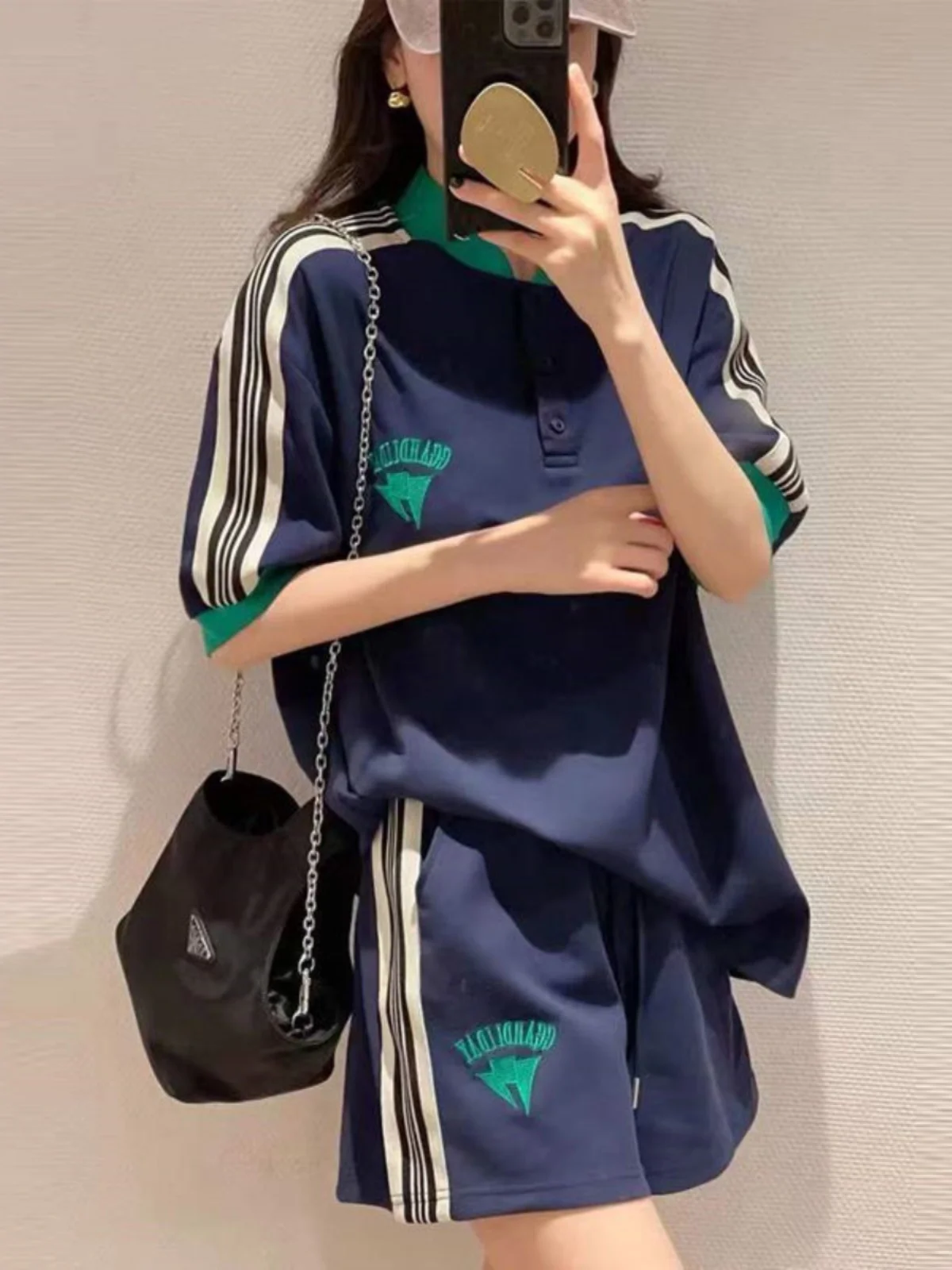 

High-End Loose Women's Sportswear Set plus Size Fashionable Summer New Korean Style for Heavy Girls 200 Pounds Two-Piece Suit