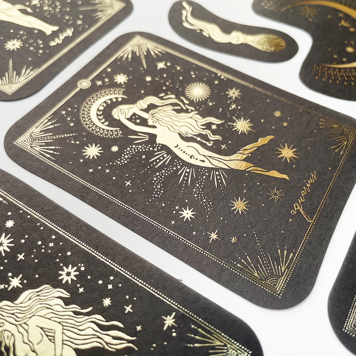 40pcs/pack 6 Designs Constellation Tarot Gold Sticker Scrapbooking Label Diary Album Retro Journal Planner Decorative Stationery