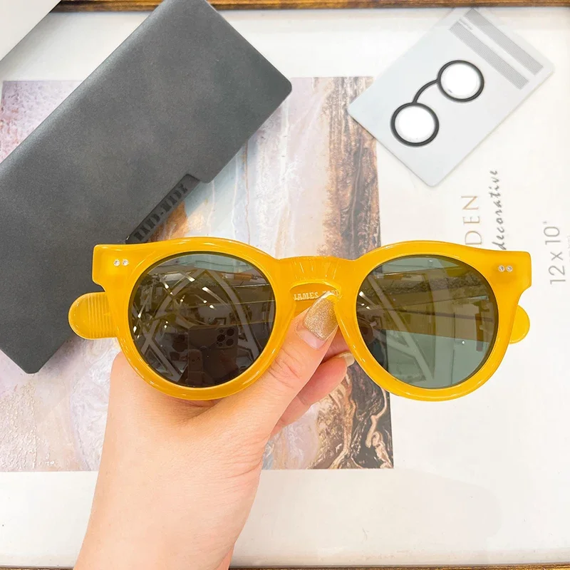 

High Quality Acetate Round Sunglasses For Men Women Eyeglasses Frames Japanese Handmade Style Designer Driving Travel Glasses