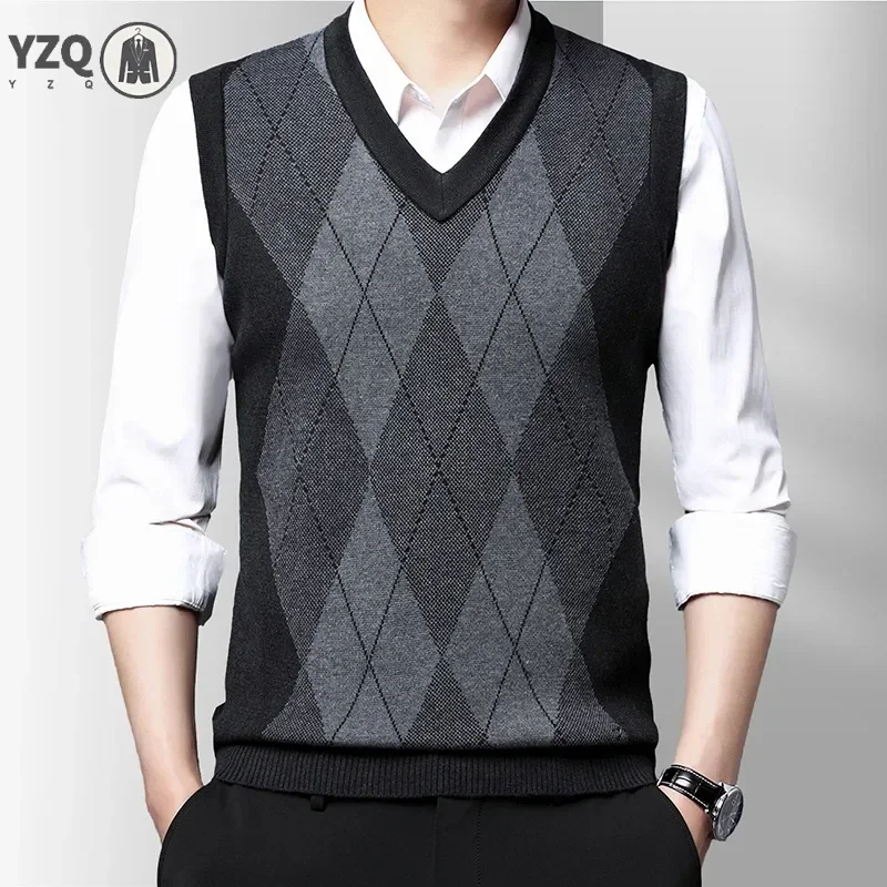 Men\'s Thickened Casual Sweater Tank Top Autumn and Winter Warm Men\'s Vest