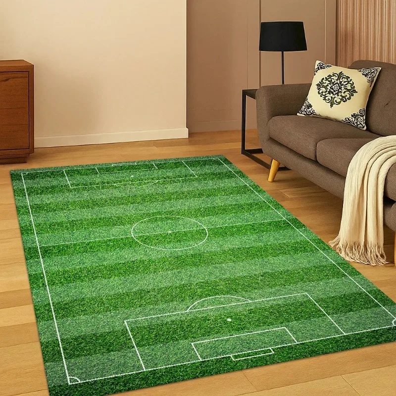 

3D Football Black Football Field Sports Carpet Rug for Living Room Sofa Home Bedroom Doormat Decor,Playroom Non-slip Area Rug
