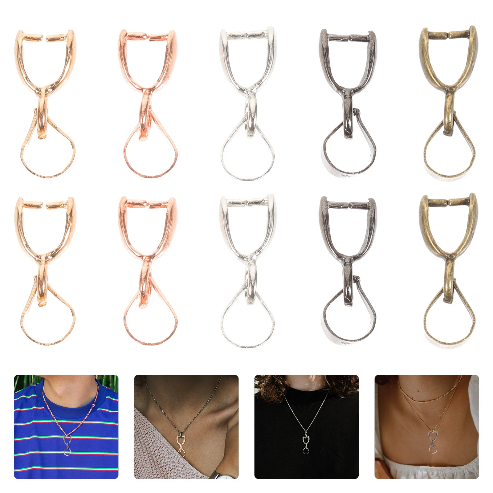 

50pcs Smooth Pinch Bails Clasp For Diy Necklace Pendant Connector Necklace Pendant Buckles Jewelry Making Findings Buckle Link