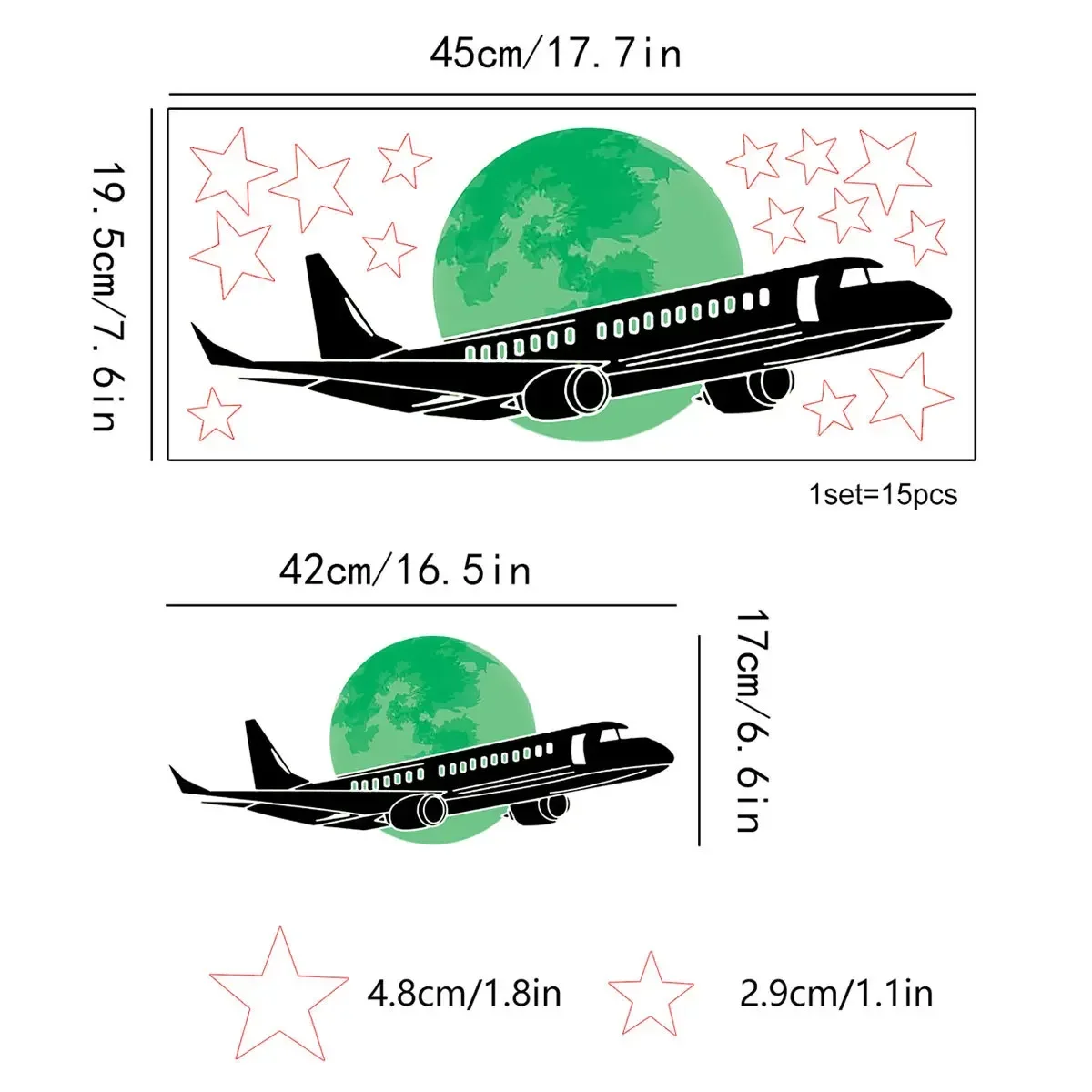 Night Sky Plane Stars Luminous Stickers Wall Stickers PVC Wallpaper Self Adhesive Glow Sticker Home Decoration Accessories Mural
