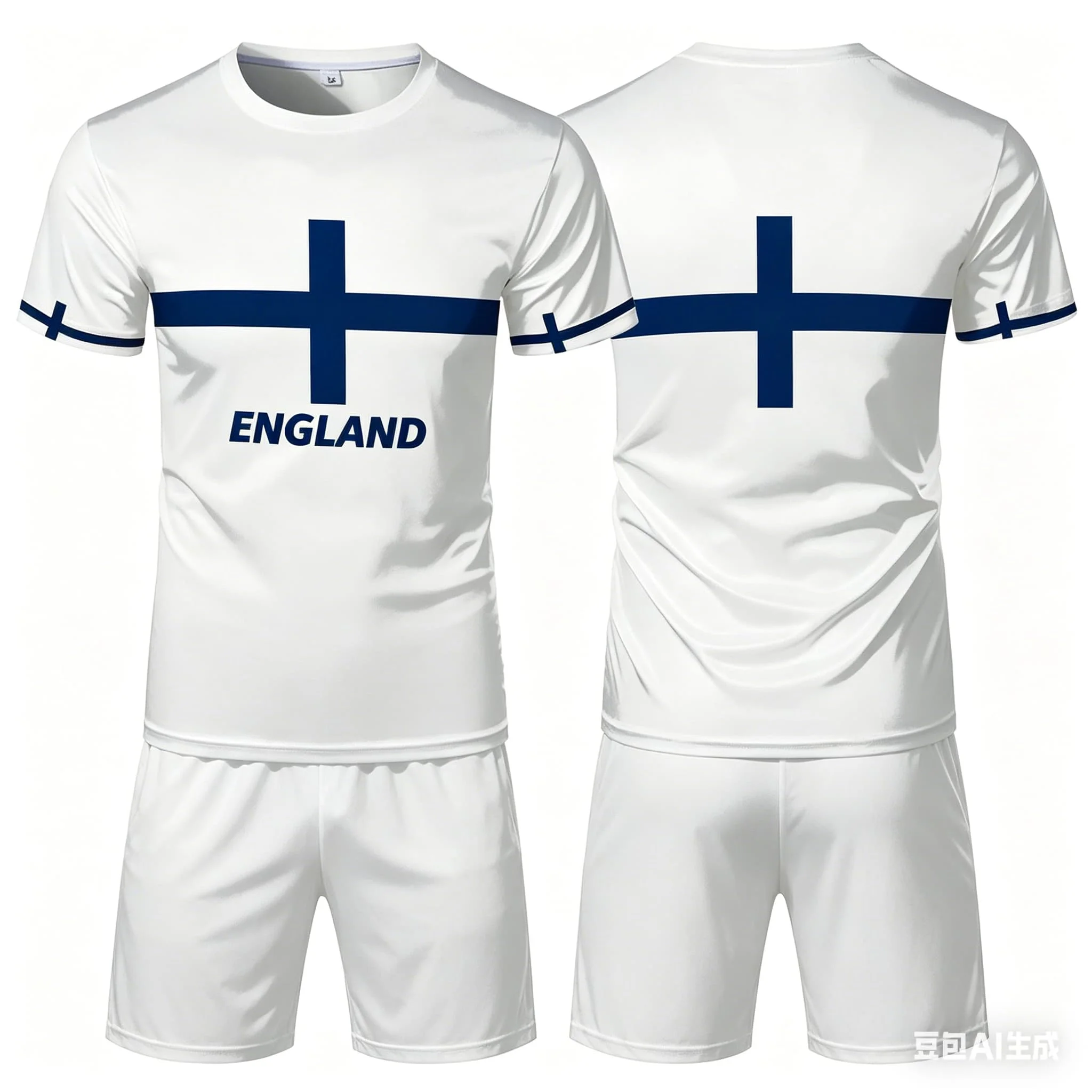 

2026 New England Flag Print T-shirt Set Summer Outdoor Sports Breathable Quick-Drying Jersey Men Football Training Jerseys Set