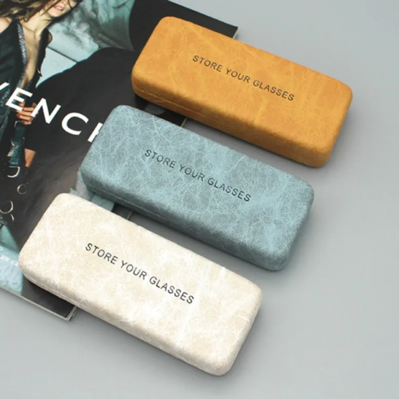 

Retro Leather Surface Eyewear Case Optical Retro Myopia Glasses Sunglasses Storage Box Fashion for Men and Women Чехол Для Очков