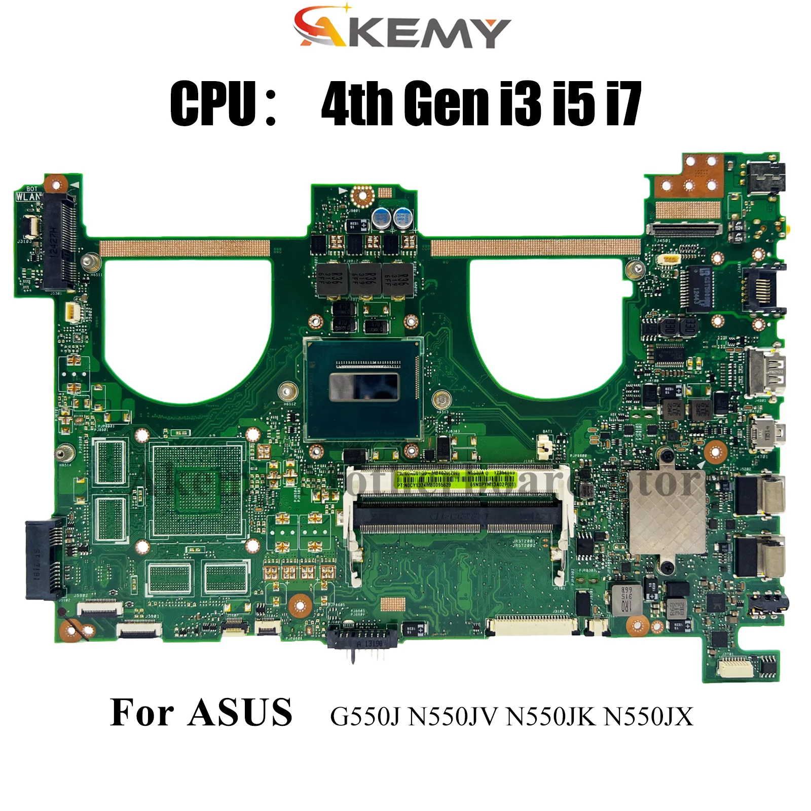 

N550JA Laptop Motherboard For ASUS ROG G550J N550JK N550JX N550J N550JV Notebook Mainboard With i3 i5 i7 CPU 100% tests OK stk