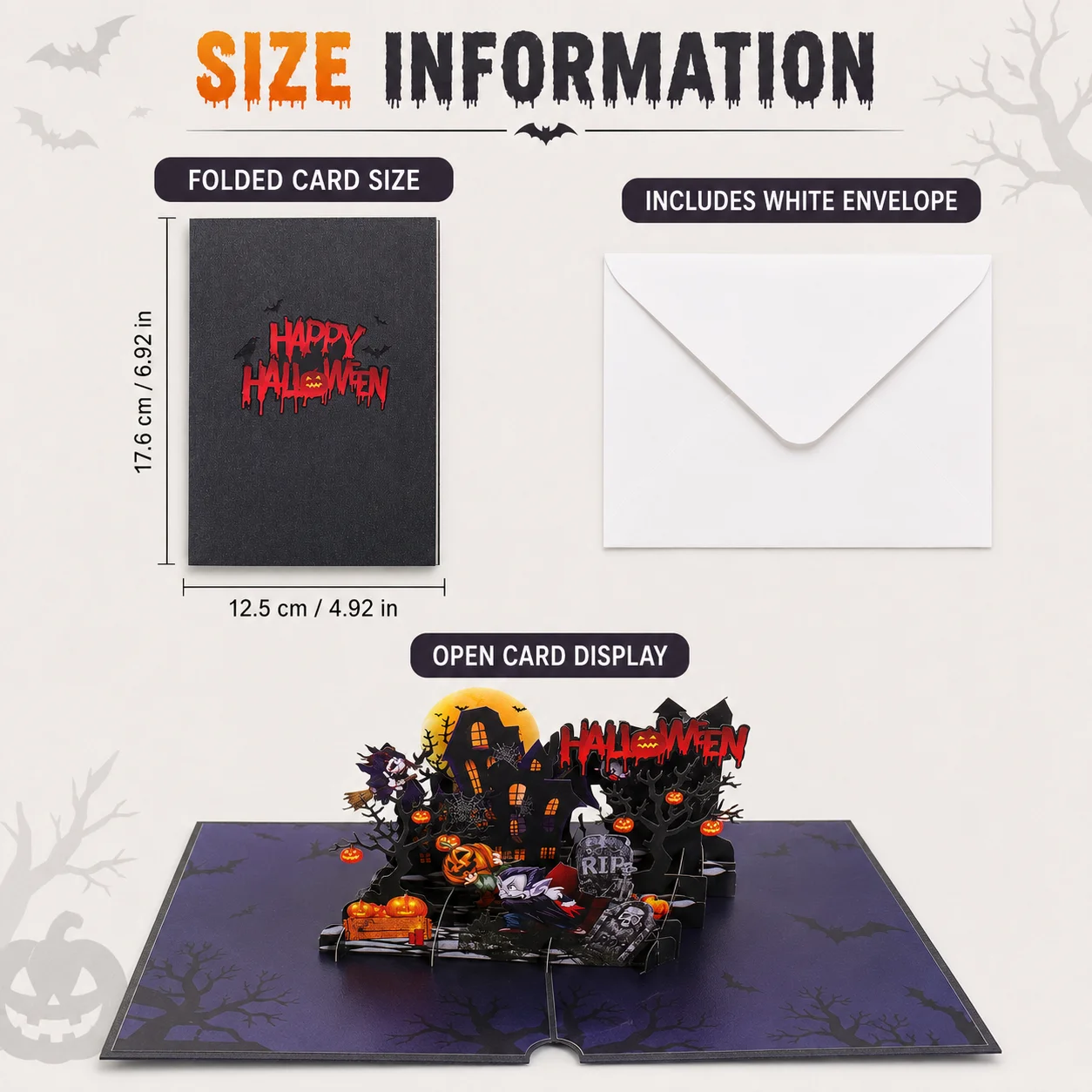 Halloween 3D Pop Up Greeting Card – Haunted House Theme with Envelope, Perfect for Party Decoration, Gift Giving & Holiday Surpr