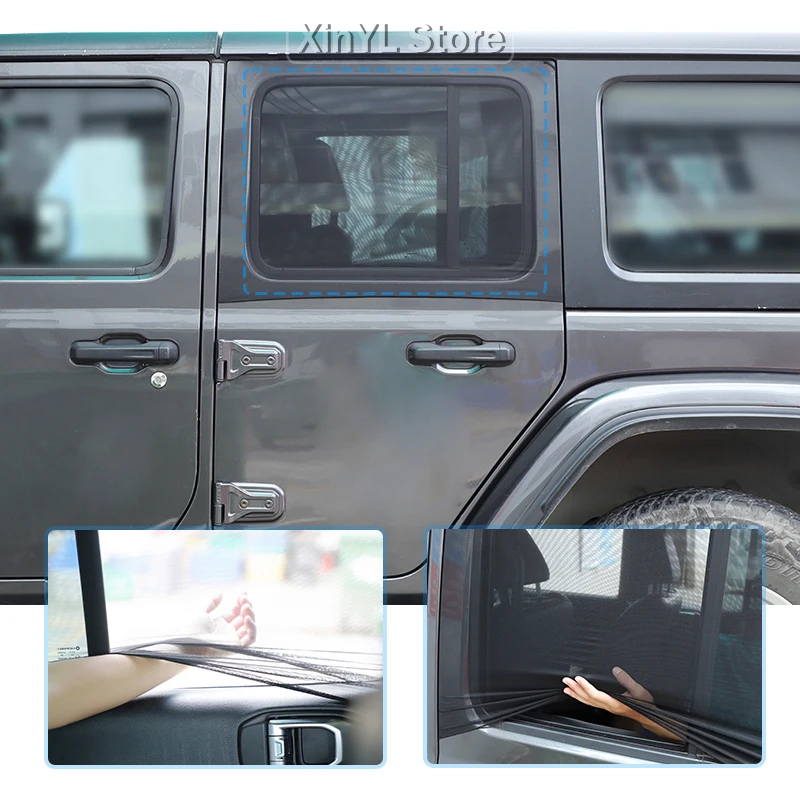 Front Rear Window Sunshade Insect Screen Decoration For Jeep Wrangler TJ/JK/JL/JT/BJ40/Tank 300 Car Exterior Accessories
