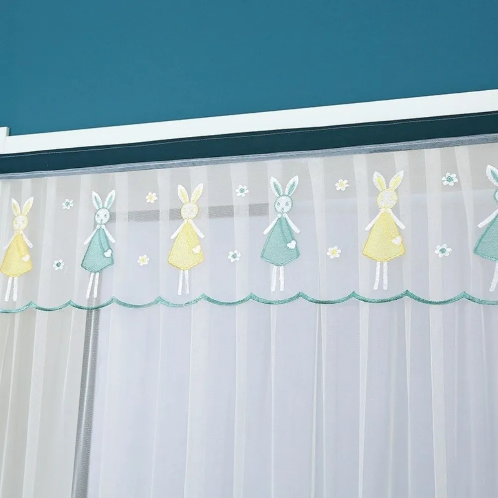Self-adhesive Mosquito Proof Curtain Breathable Lace Embroidered Screen Door Curtain Anti-mosquito No Punching Entrance Curtain