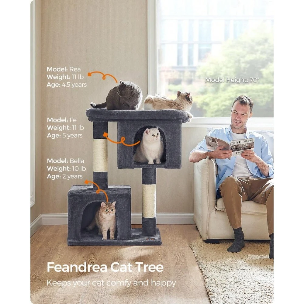 

39.8-Inch Cat Tower, XL, Cat Condo For Extra Large Cats Up To 44 Lb, Large Cat Perch, Scratching Post