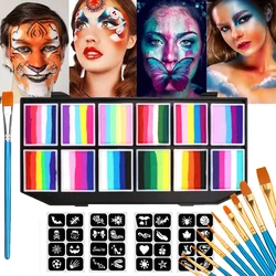 12 Colors Water-Soluble Rainbow Palette Children's Face Body Paint, Halloween Stage Makeup Body Paint Pigments Face Paint Makeup
