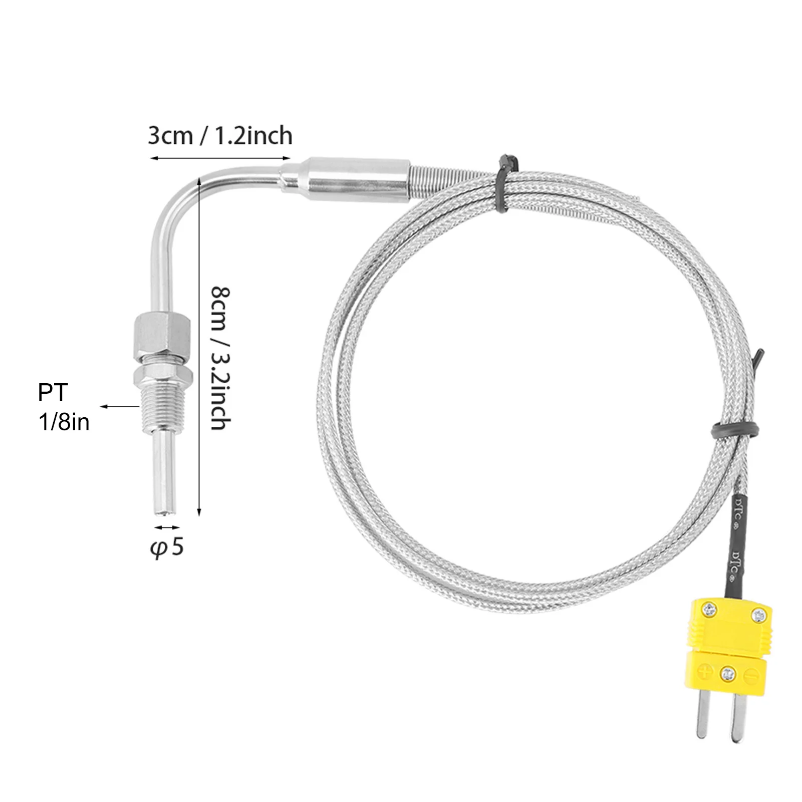 EGT Thermocouple K Type for Exhaust Gas Temp Probe with Exposed Tip and Connector K Type Thermocouple EGT K Type Thermocouple
