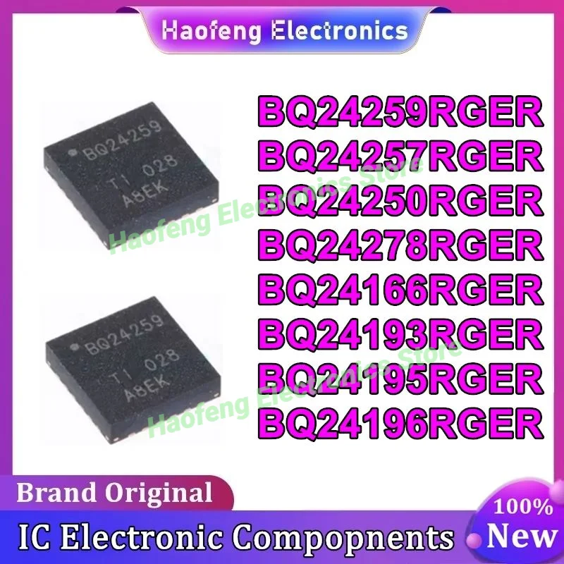5PCS BQ24250RGER BQ24259RGER BQ24257RGER BQ24278RGER BQ24166RGER BQ24193RGER BQ24195RGER BQ24250 BQ24196RGER VQFN-24 Chip IC