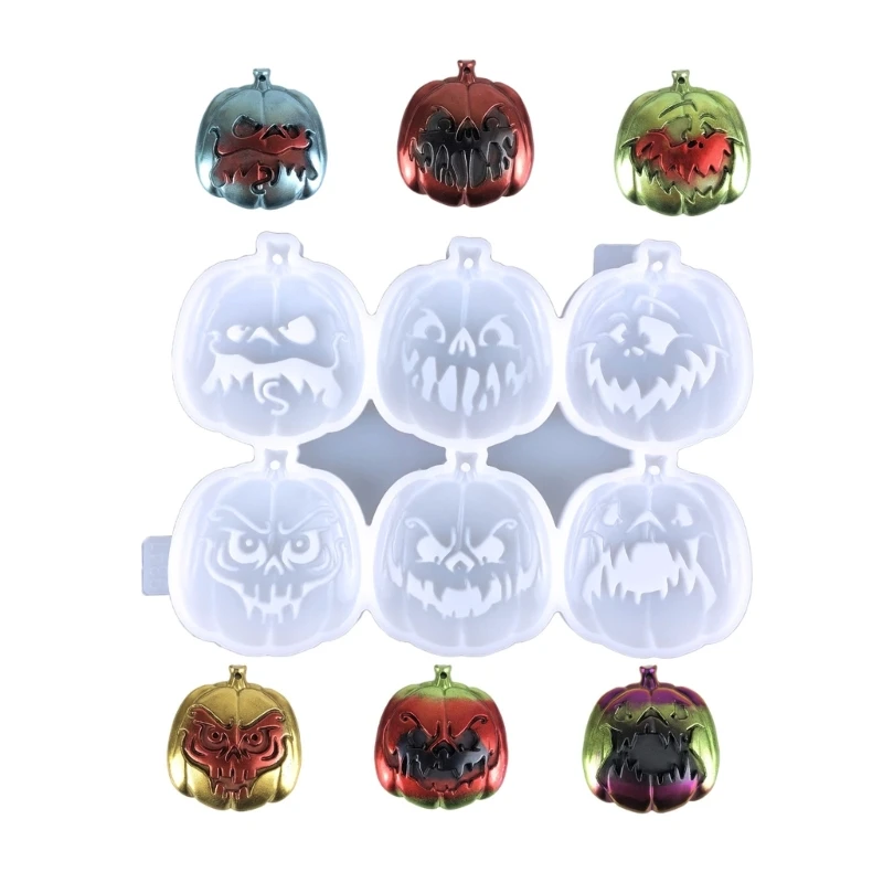 6 Shapes Halloween Pumpkin Pendant Silicone Mold Resin Mold for Jewelry Making