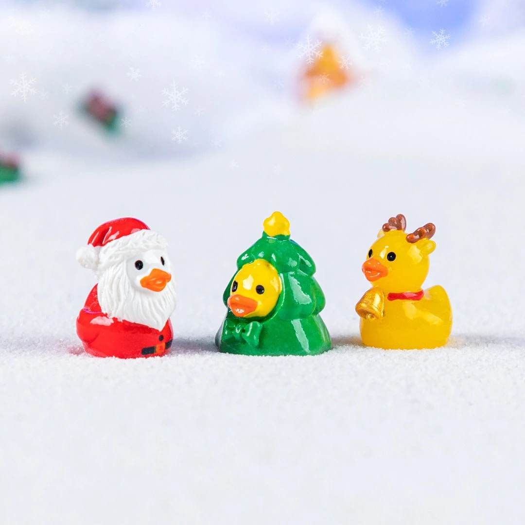 Mini Weihnachts-Gelbe-Enten-Harzfiguren DIY Mikro-Landschaftszubehör Mini Auto-Armaturenbrett-Dekor-Ornamente – Detail 4