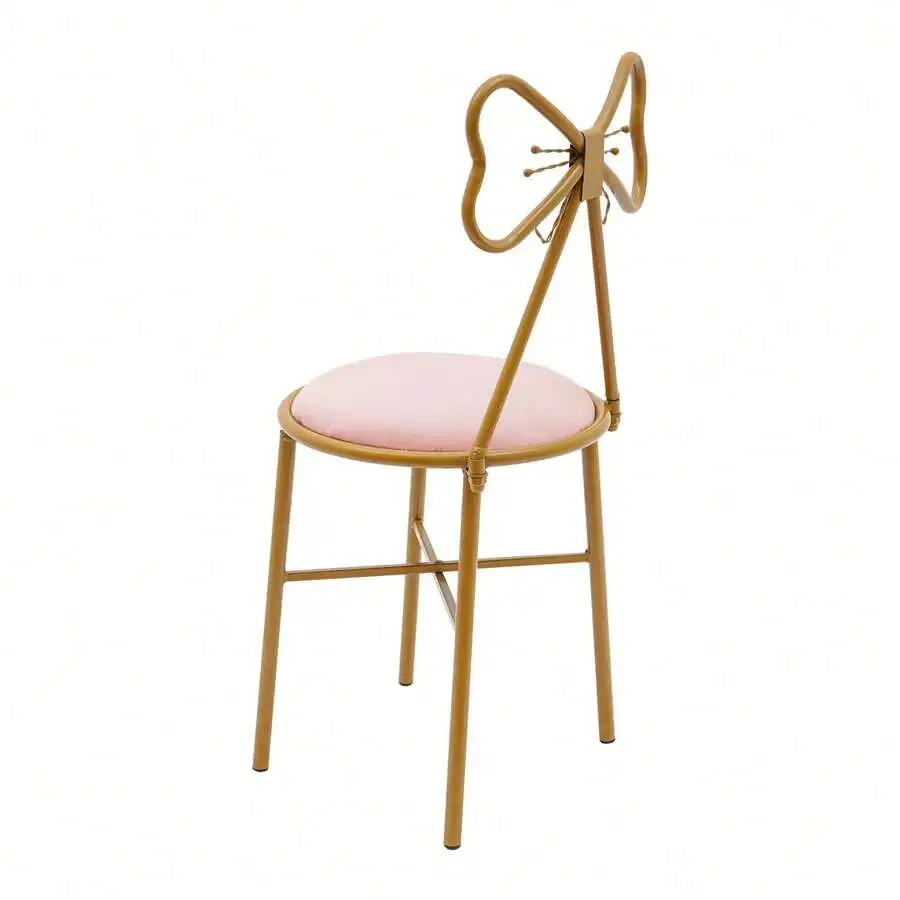100kg Capacity Butterfly-Shaped Vanity Chair, Dining Chair, Light Pink Makeup Chair, Butterfly Backrest Chair For Restaurants, L