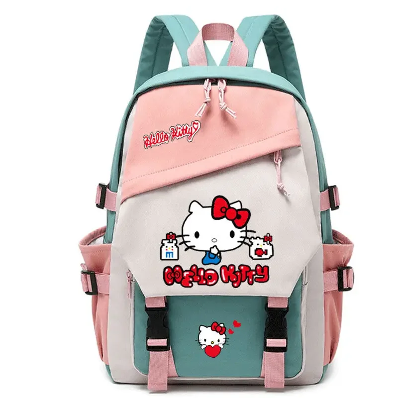 MINISO Plecak Hello Kitty o dużej pojemności Trend w modzie Luksusowa marka Kawaii Tornister Wodoodporna tkanina nylonowa dla dziewczynki Studentka