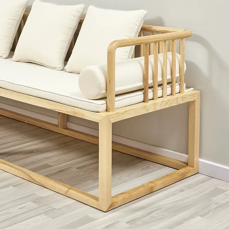 Ash wood simple modern zen new Chinese style solid wood sofa furniture bed and breakfast log living room sofa