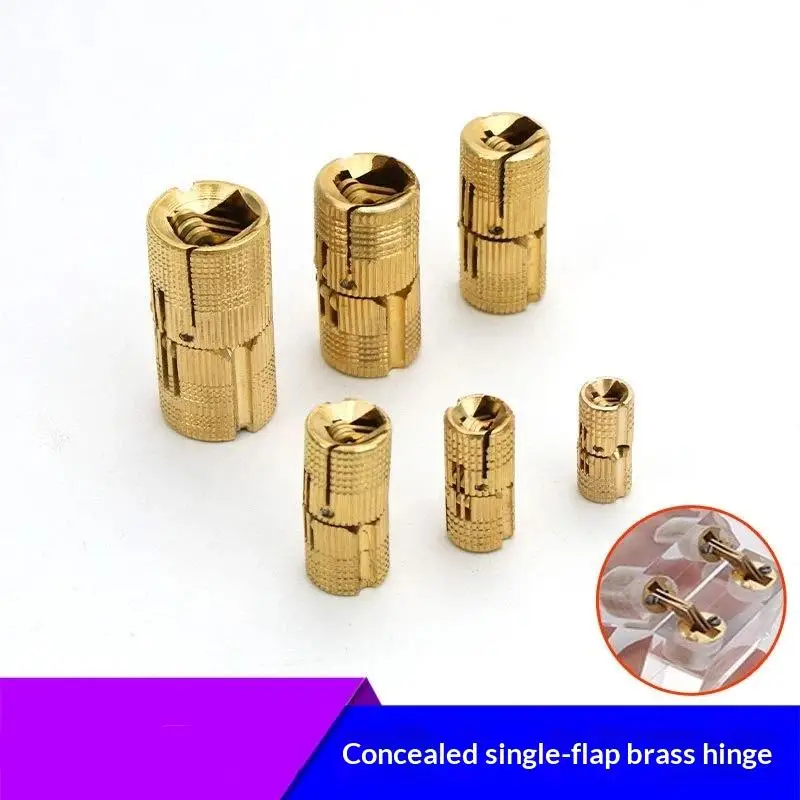 NAIERDI Home Renovation Brass Cylindrical Hidden Hinges 8×18mm Concealed Hinges for Cabinet Doors Custom Gift Boxes