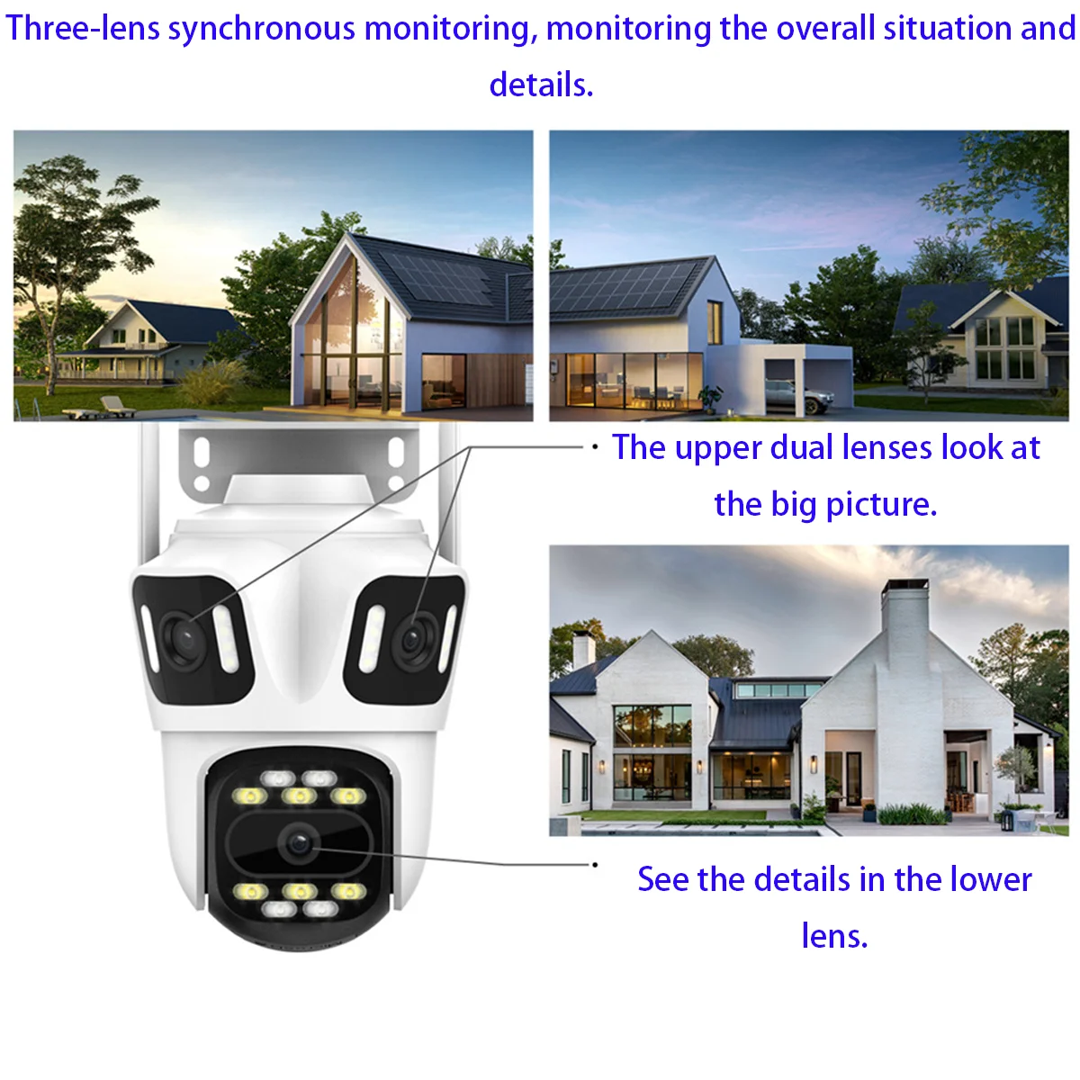 

ICSEE All-Round Monitoring Camera 8MP Triple Lenses Auto Tracking 3 Night Modes Flexible Pan-Tilt Efficient H.265 Transmission