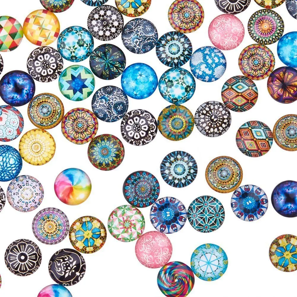 Cross-border 12mm Mosaic Series Glass Patch Diy  Charm Bracelet Handmade Patch Accessories Wholesale Charms for Jewelry Making