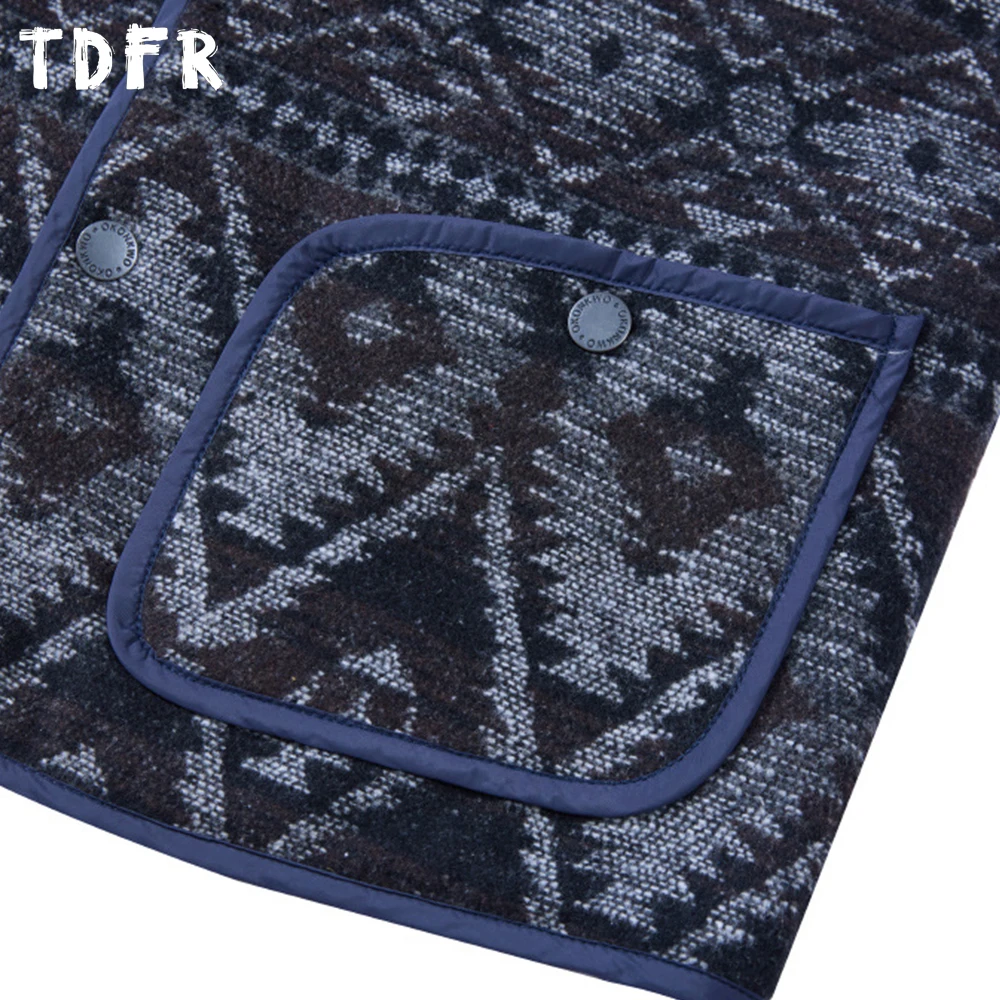 Double-sided Quilted Vest Mens Autumn Winter Fair Isle Pattern Retro Casual Crew Neck Single Breasted Sleeveless Vest Man
