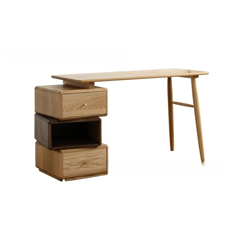 Regał z litego drewna, zintegrowane narożne biurko komputerowe, wielofunkcyjne biurko do pisania w stylu nordyckim z możliwością rozkładania.