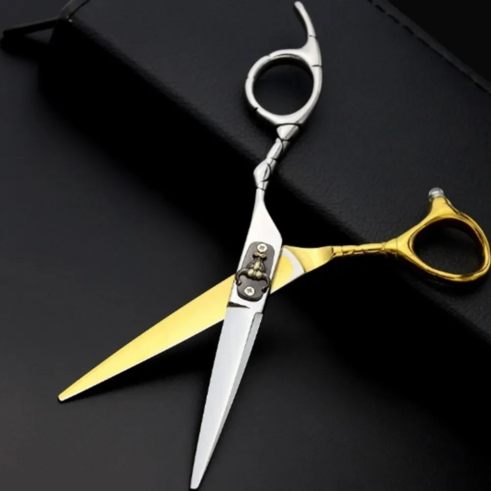 

2025 New Professional 6 inches Japan 440c Steel Hair Scissors Bull Head Haircut Thinning Barber Cut Shears Hairdressing Scissors