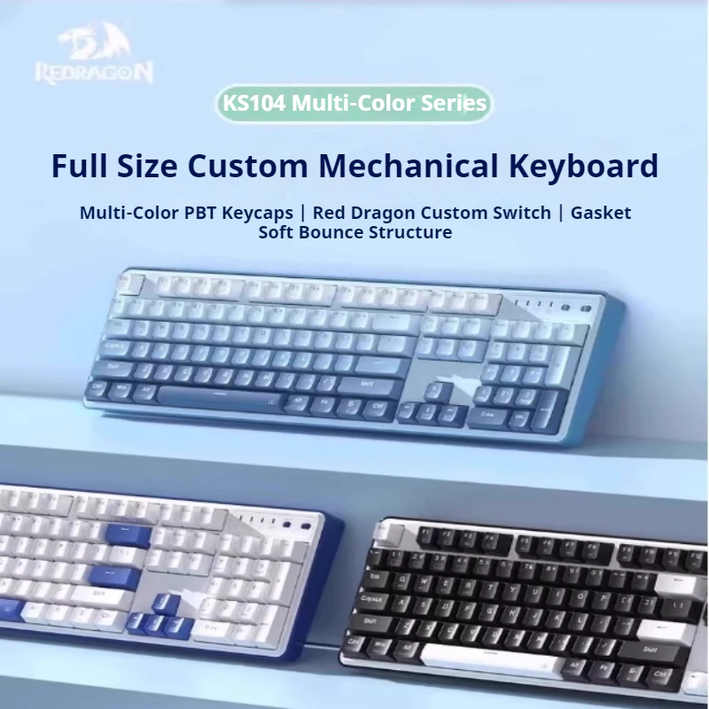 KS104 Mechanical Keyboard CSGO Customized Three Mode Connection Wireless Hot Swappable PBT Material Ergonomic Silky Touch Gasket