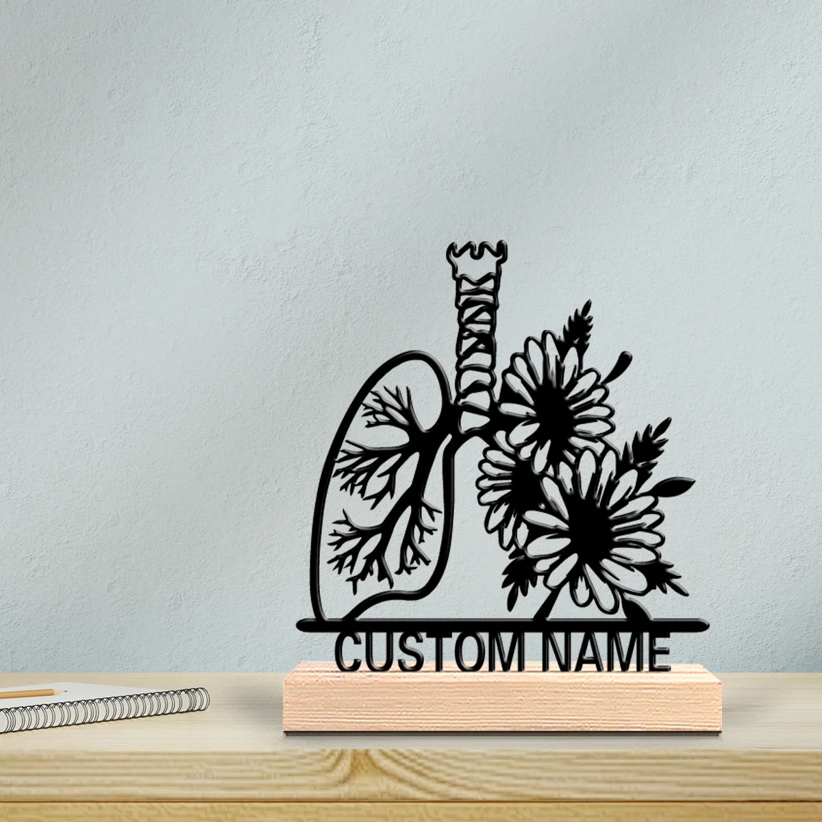 1pc Thriller Personalized Custom lung Metal Statues Vintage Wooden Base Wall Art for Cycling Enthusiasts Cafe Retro Home Decor