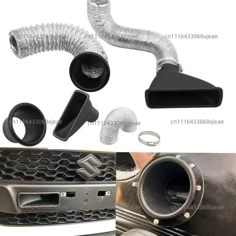 Car Universal Cold Air Intake Pipe Kit for Front Bumper ABS Plastic Turbo Air Funnel Inlet Kit for Brake Cooling Accessories