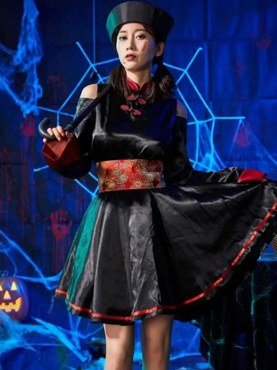 زي زومبي دكتور للنساء، رداء علم الهيكل العظمي، أزياء الهالوين للأطفال والكبار، مادة البوليستر، الصينية التقليدية...