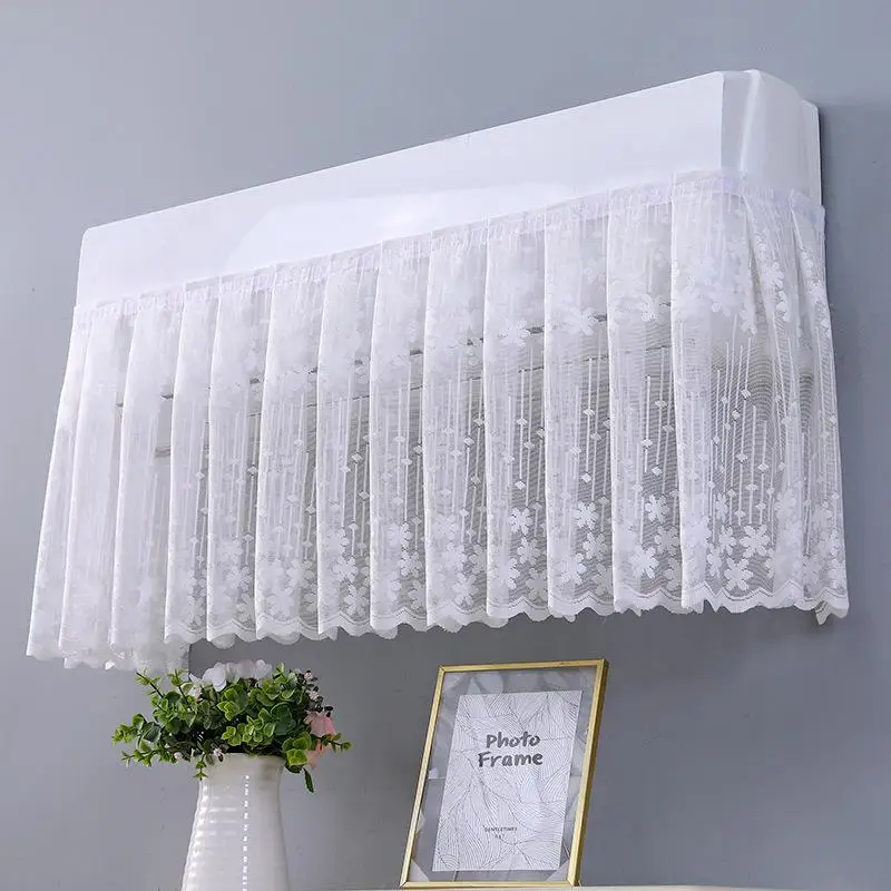 1PC pizzo ricamo fiore tenda antivento antipolvere copertura appesa per condizionatore d'aria anti vento diretto decorazione della finestra della camera da letto