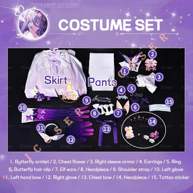 25COSHonkai ستار السكك الحديدية كاستوريس تأثيري حلي شعر مستعار فستان أقراط أغطية الرأس حفلة الهالوين للنساء الفتيات كرنفال لعبة كوس Pr