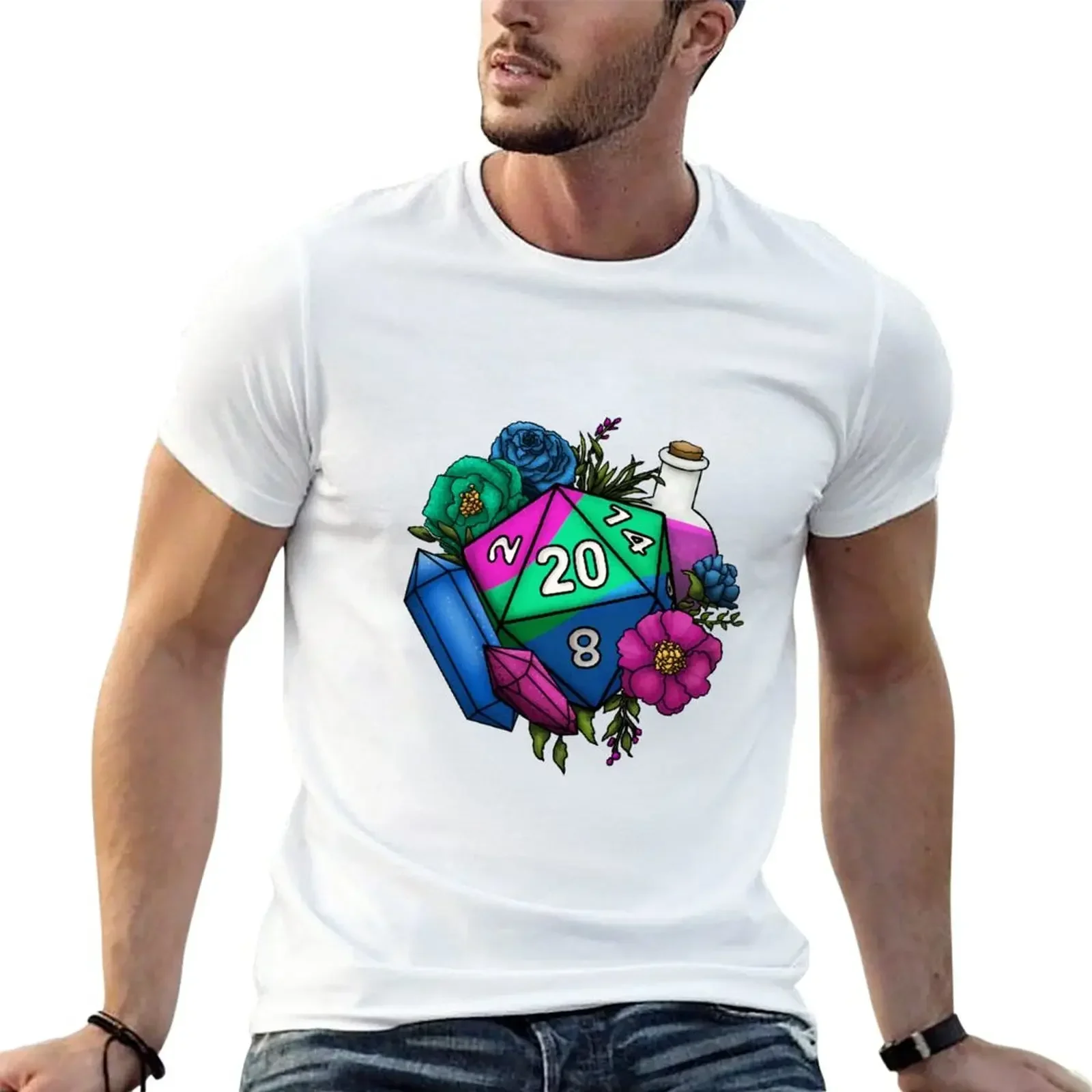 

Pride Polysexual D20 Tabletop RPG Gaming Dice T-Shirt boys whites sweat vintage t shirts luxury clothes men