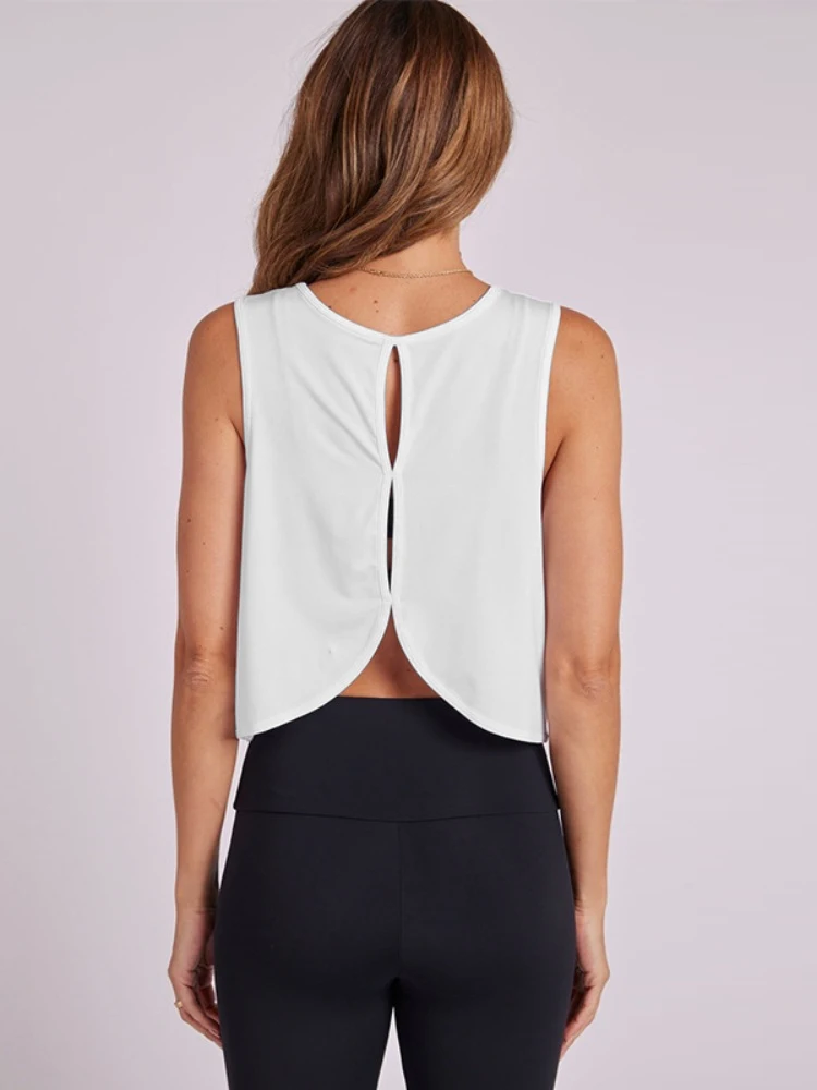 Summer Breathable Racerback Yoga Tank Tops Women Workout Gym Fitness Vest Quick Dry Running Sport Sleeveless Shirts Customize image 5