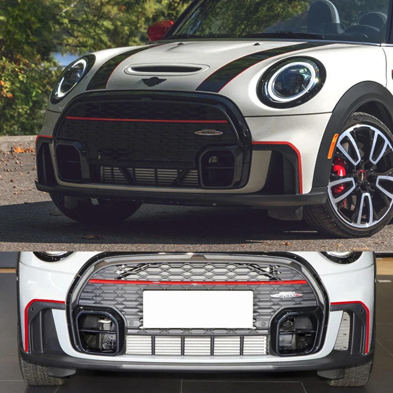 Acessórios do carro para mini cooper jcw f55 f56f57 peças de conversão exterior amortecedor dianteiro envoltório aberturas pára-choques adesivos decorativos