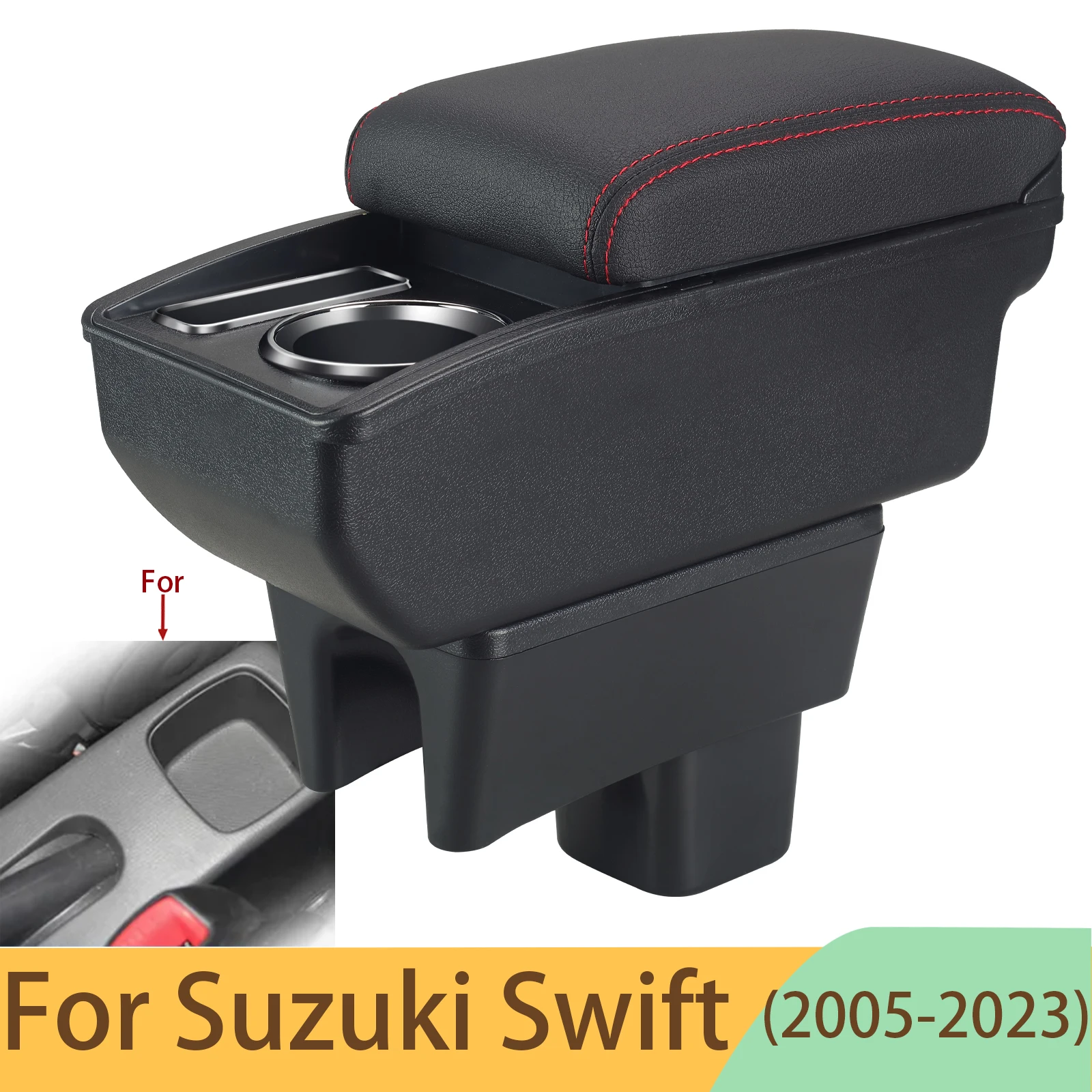 For Suzuki Swift Armrest Box for Suzuki Swift Car Armrest Car Accessories Interior Details Storage Box Retrofit Parts 2005-2023