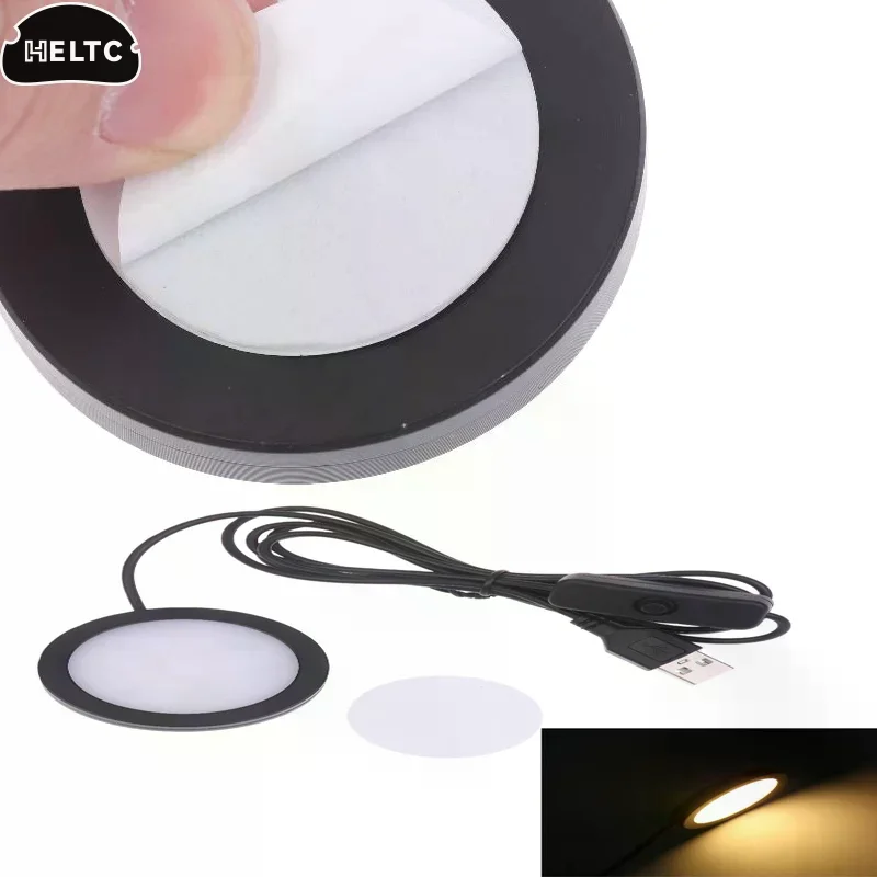 1Pcs 5V For Bamboo Led Light Parts DIY Model Warm/White/Neutral Black USB Round Ultra-thin Light For Bambu Lab Lamp Kit Hardware