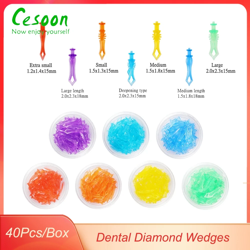 

Cesoon 40Pcs/Box Dental Plastic Wedges Teeth Diamond Wedge Disposable Tooth Gap Dentistry Lab Material Autoclavable Dentist Tool