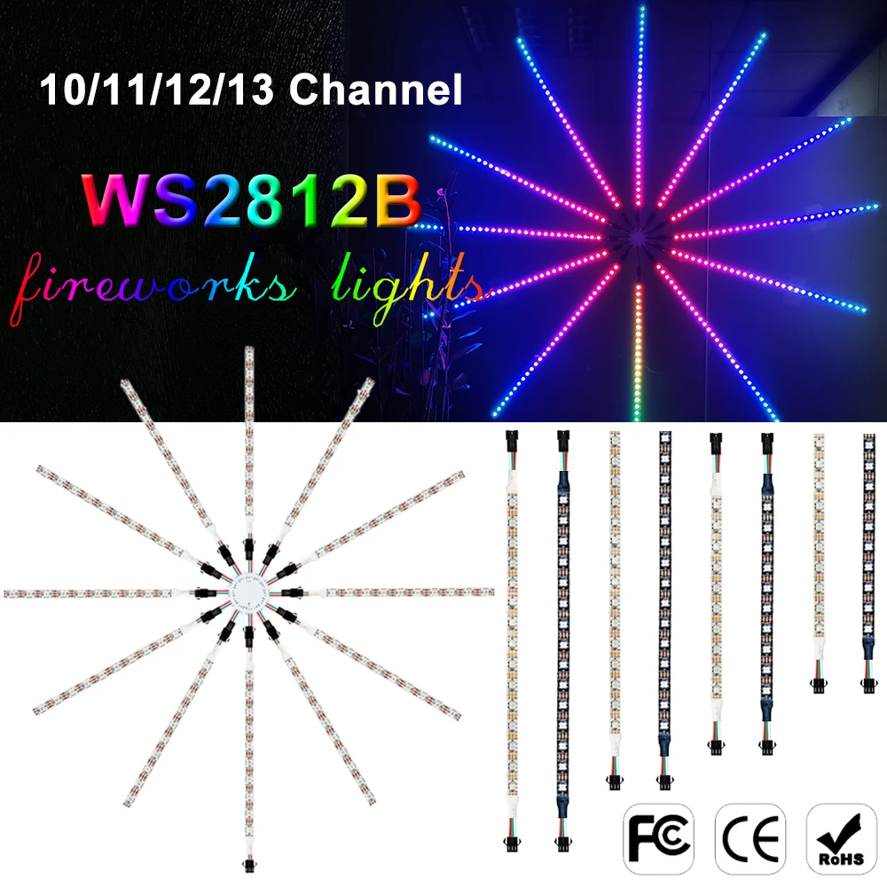 

WS2812B LED Fireworks Light 10/11/12/13 Channel Round Panel WS2812 5050 RGB Individually Addressable Led Strip 10Led 15Led DC5V