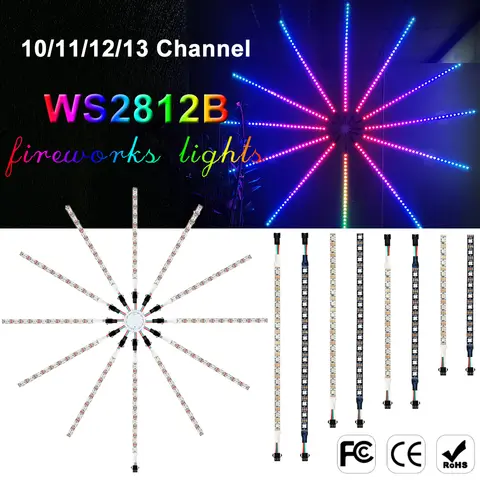 WS2812B LED Firework Light 10/11/12/13 Channel Round Panel WS2812 5050 RGB Individually Addressable Led Strip 10Led 15Led DC5V