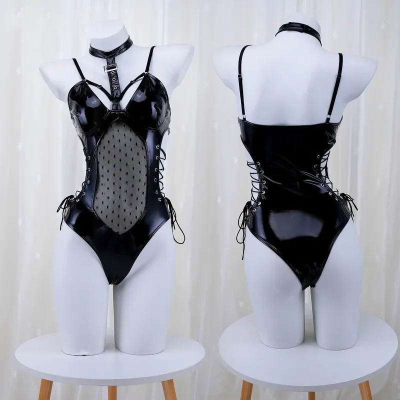 QQ8 Succubus คอสเพลย์เครื่องแต่งกายสลิงเซ็กซี่บอดี้สูทผู้หญิงตาข่าย Wave point โปร่งใส Nightdress ชุดชั้นในชุด Hal5Lk¥