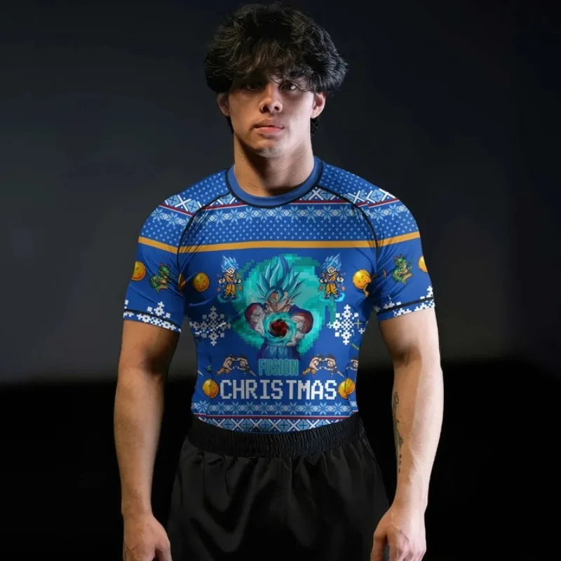 2026 Summer Dragon Ball Sports Anime Aesthetic Men's Compression Shirt Fitness Sports Quick-drying Tight Fitness GYM T-shirt