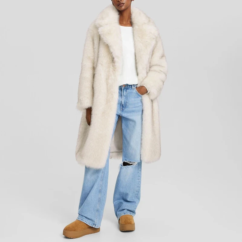 Neo Mint Slouchy Chic Gradient Long Eco Faux Fur Coat Women Winter Thick Warm Fluffy Fox Fur Jacket Brand Fashion Girls Overcoat